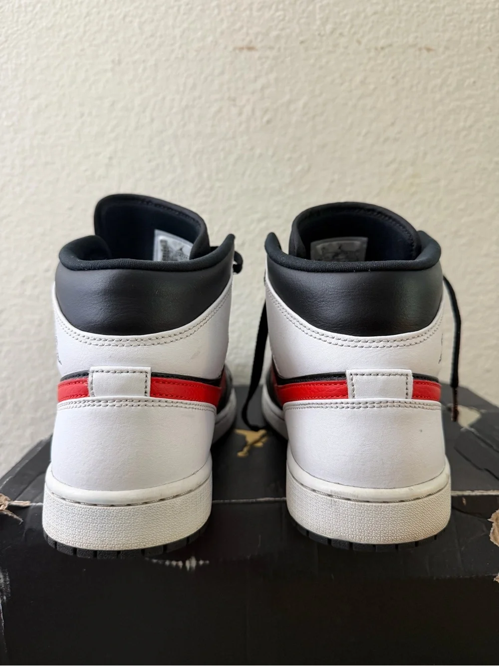 Nike Black White Red High-Top Sneakers